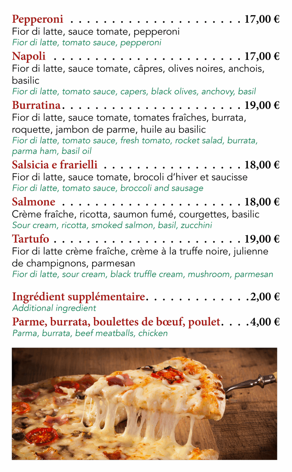 Menu – Bella Italia